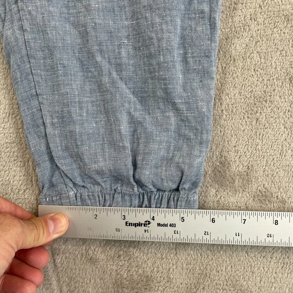 Athleta Cabo Linen Jogger Women 14 Blue‎ Tapered Fit Active Travel NWOT
